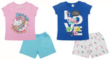 Clothe Funn Girls Co-Ord Set, Shorts Set, Baby Pink, T.Blue & Royal Blue, White  (Pack of 2 Set)