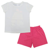 Clothe Funn Girls Cotton Nightwear Set, Off White & Pink