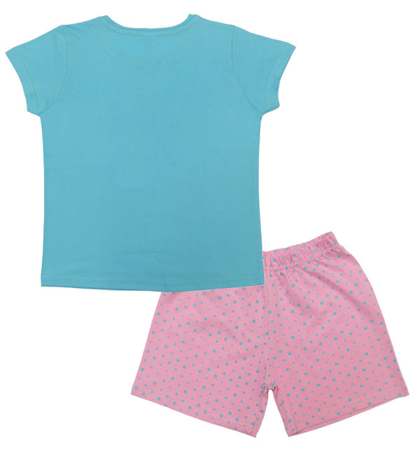 Clothe Funn Girls Cotton Nightwear Set, Sky Blue & Baby Pink