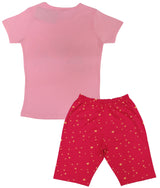 Clothe Funn Girls Nightwear/Girls Co Ord Set, Pink & Fuschia