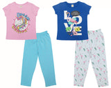 Clothe Funn Girls Nightwear Set, Baby Pink/T.Blue & Royal Blue/White (Pack of 2 Set)