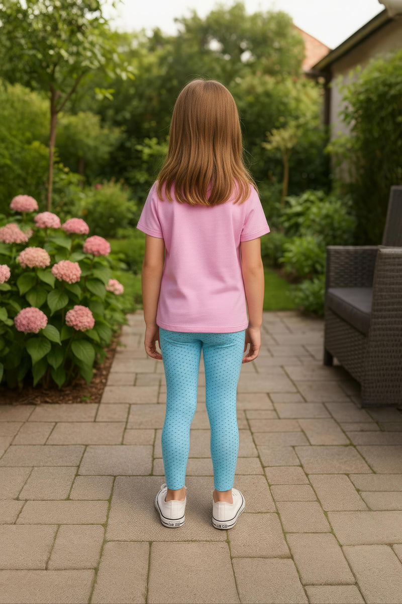 Clothe Funn Girls Printed Cotton Half Sleeves T-Shirt & Full Pant Nightwear Set, Baby Pink & T.Blue