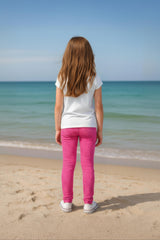 Clothe Funn Girls Printed Cotton Half Sleeves T-Shirt & Full Pant Nightwear Set, Off White & Pink