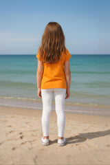 Clothe Funn Girls Printed Cotton Half Sleeves T-Shirt & Full Pant Nightwear Set, Orange & Off White