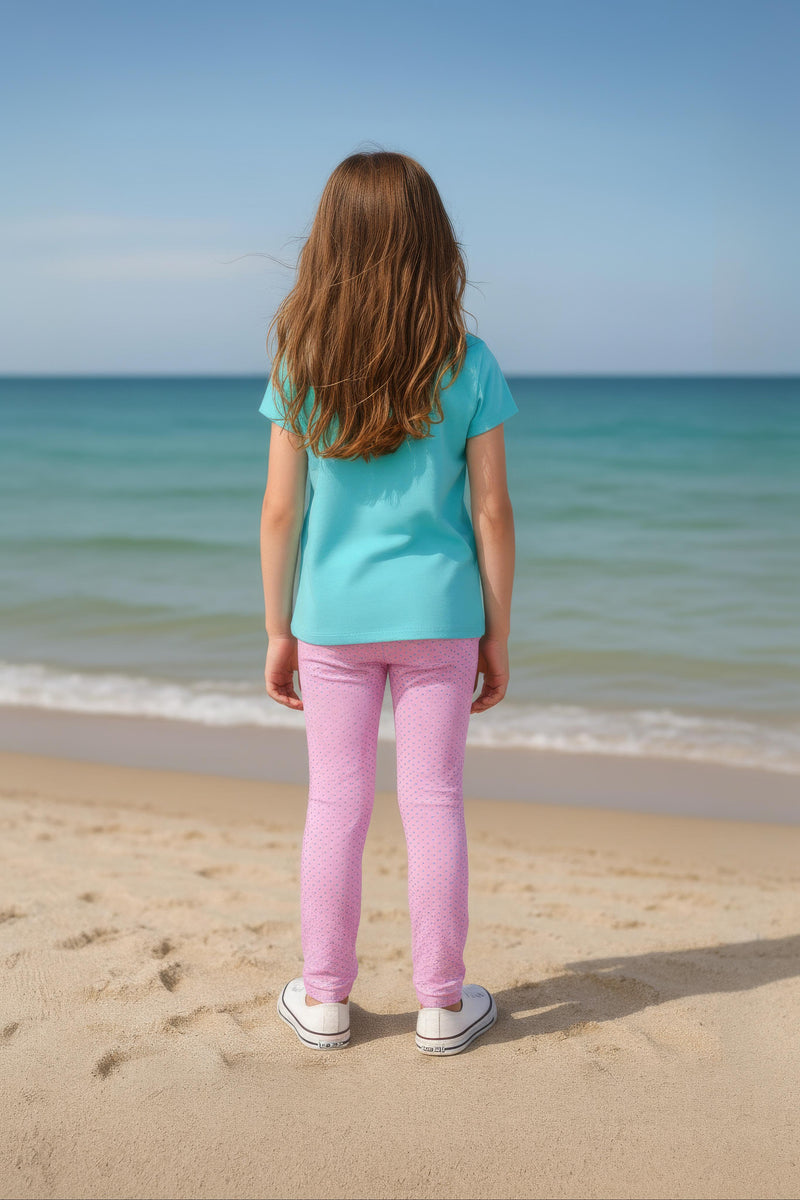 Clothe Funn Girls Printed Cotton Half Sleeves T-Shirt & Full Pant Nightwear Set, Sky Blue & Baby Pink