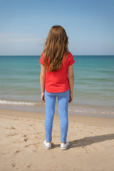 Clothe Funn Girls Nightwear Set, Orange/Off white & Coral/White (Pack of 2 Set)