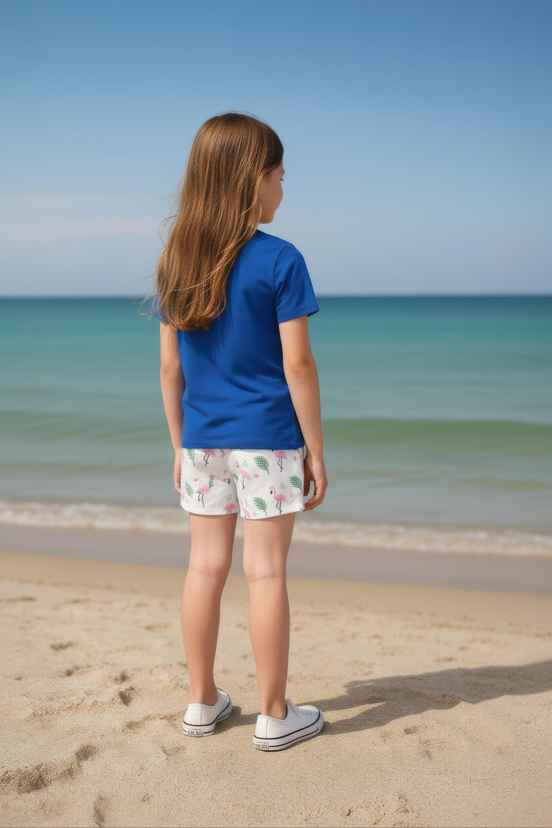 Clothe Funn Girls Co-Ord Set, Shorts Set, Baby Pink, T.Blue & Royal Blue, White  (Pack of 2 Set)