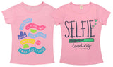 Clothe Funn Girls Chest Printed T-Shirts,Pink, Combo:-15 (Pack of 2)