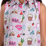 Clothe Funn Girls All-Over Printed Co-Ord Set, Grey
Sleeveless Shirt & Shorts