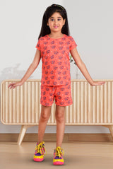 Clothe Funn Girls All-Over Love Printed Half Sleeve T-Shirt & Shorts Set, Coral
Half Sleeve T-Shirt & Shorts