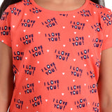 Clothe Funn Girls All-Over Love Printed Half Sleeve T-Shirt & Shorts Set, Coral
Half Sleeve T-Shirt & Shorts