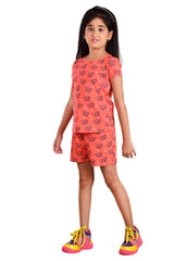 Clothe Funn Girls All-Over Love Printed Half Sleeve T-Shirt & Shorts Set, Coral
Half Sleeve T-Shirt & Shorts
