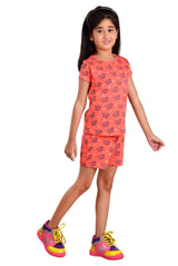 Clothe Funn Girls All-Over Love Printed Half Sleeve T-Shirt & Shorts Set, Coral
Half Sleeve T-Shirt & Shorts