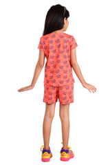 Clothe Funn Girls All-Over Love Printed Half Sleeve T-Shirt & Shorts Set, Coral
Half Sleeve T-Shirt & Shorts