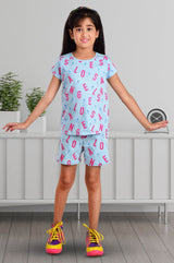 Clothe Funn Girls Alphabet Printed Half Sleeve T-Shirt & Shorts Set, Sky Blue
Half Sleeve T-Shirt & Shorts