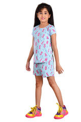 Clothe Funn Girls Alphabet Printed Half Sleeve T-Shirt & Shorts Set, Sky Blue
Half Sleeve T-Shirt & Shorts