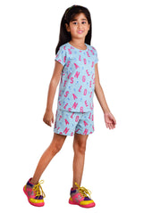 Clothe Funn Girls Alphabet Printed Half Sleeve T-Shirt & Shorts Set, Sky Blue
Half Sleeve T-Shirt & Shorts