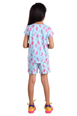 Clothe Funn Girls Alphabet Printed Half Sleeve T-Shirt & Shorts Set, Sky Blue
Half Sleeve T-Shirt & Shorts
