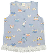 Clothe Funn Girls Butterfly Printed Co-Ord Set, Blue
Sleeveless Shirt & Shorts