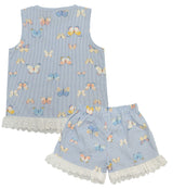 Clothe Funn Girls Butterfly Printed Co-Ord Set, Blue
Sleeveless Shirt & Shorts
