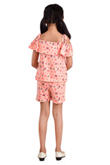 Clothe Funn Girls Butterfly Printed Set, Peach AOP
Top & Shorts