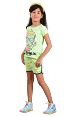 Clothe Funn Girls California Printed Set, Lime Green
Half Sleeve T-Shirt & Shorts