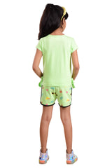 Clothe Funn Girls California Printed Set, Lime Green
Half Sleeve T-Shirt & Shorts