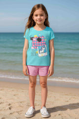 Clothe Funn Girls Camera Printed Half Sleeve T-Shirt & Shorts Set, Blue/Pink
Half Sleeve T-Shirt & Shorts