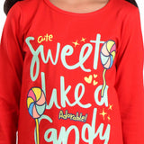 Clothe Funn Girls Candy Printed Full Sleeve T-Shirt & Pants Set, Red/Peach
Full Sleeve T-Shirt & Pant