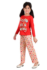Clothe Funn Girls Candy Printed Full Sleeve T-Shirt & Pants Set, Red/Peach
Full Sleeve T-Shirt & Pant