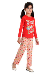 Clothe Funn Girls Candy Printed Full Sleeve T-Shirt & Pants Set, Red/Peach
Full Sleeve T-Shirt & Pant
