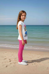 Clothe Funn Girls Cat Printed Half Sleeves T-Shirt & Pants Set, Off-White/Pink
Half Sleeve T-Shirt & Pant