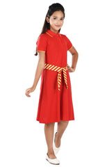 Clothe Funn Girls Solid Collared Frock, Red
Short Sleeves Frock