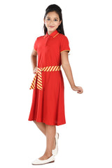 Clothe Funn Girls Solid Collared Frock, Red
Short Sleeves Frock