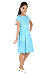 Clothe Funn Girls Dot Printed Frock, T.Blue
Short Sleeves Frock