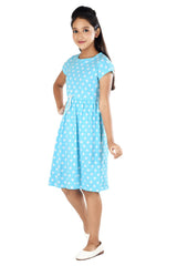Clothe Funn Girls Dot Printed Frock, T.Blue
Short Sleeves Frock