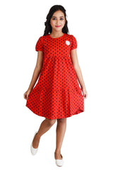 Clothe Funn Girls Dotted Frock, Red
Short Sleeves Frock
