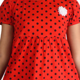 Clothe Funn Girls Dotted Frock, Red
Short Sleeves Frock