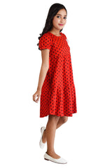 Clothe Funn Girls Dotted Frock, Red
Short Sleeves Frock