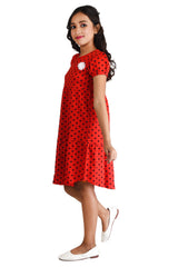 Clothe Funn Girls Dotted Frock, Red
Short Sleeves Frock