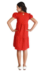 Clothe Funn Girls Dotted Frock, Red
Short Sleeves Frock