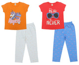 Clothe Funn Girls Chest Printed Half Sleeve T-Shirts & Pants Set, Orange/White & Coral/White (Pack of 2)
Half Sleeve T-Shirt & Pant