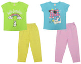 Clothe Funn Girls Printed Half Sleeve T-Shirts & Pants Set, T.Blue/Pink & Green/Yellow (Pack of 2)
Half Sleeve T-Shirt & Pant