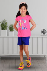 Clothe Funn Girls Fantastic Printed Set, Pink/Royal Blue
Half Sleeve T-Shirt & Shorts