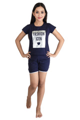 Clothe Funn Girls Fashion Printed Crop Top Set, Navy
Crop Top & Shorts