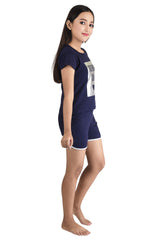 Clothe Funn Girls Fashion Printed Crop Top Set, Navy
Crop Top & Shorts