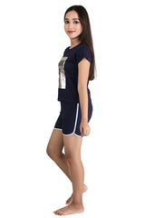 Clothe Funn Girls Fashion Printed Crop Top Set, Navy
Crop Top & Shorts