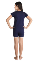 Clothe Funn Girls Fashion Printed Crop Top Set, Navy
Crop Top & Shorts