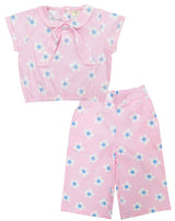 Clothe Funn Girls Floral Printed Co-Ord Set, Pink
Cap Sleeve Top & 3/4th Length Pant