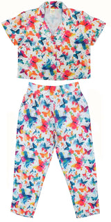 Clothe Funn Girls Fly Printed Co-Ord Set, White
Cap Sleeve Shirt & Pant